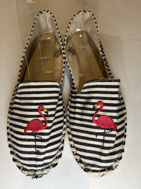 Old Navy flamingo espadrilles Shoes Flats summer striped pink!